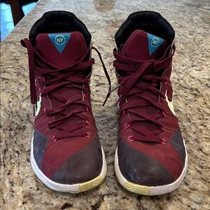 Nike Maroon and Teal Men's High-Top Sneakers